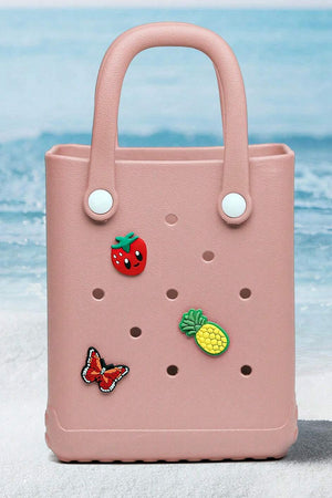 Apricot Pink Waterproof EVA Random Decorations Hollow Tote Bag