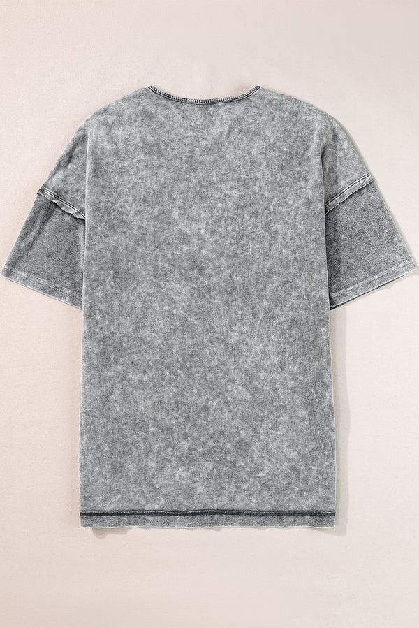 Philippine Gray Mineral Wash Exposed Seam Drop Shoulder Oversized Tee