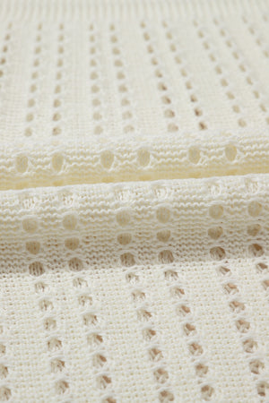 White Eyelet Crochet Sleeveless V Neck Beach Dress