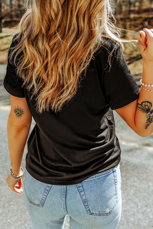 Black Bow Cow Head Graphic Western Fashion T Shirt