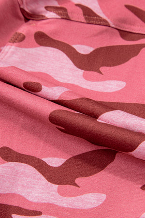 Pink Camouflage Strappy Open Back Active Romper