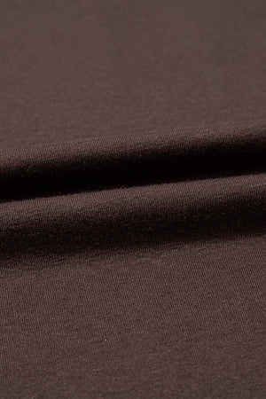Dark Brown Contrast Lace Raglan Sleeve Pleated Detail Shift Dress