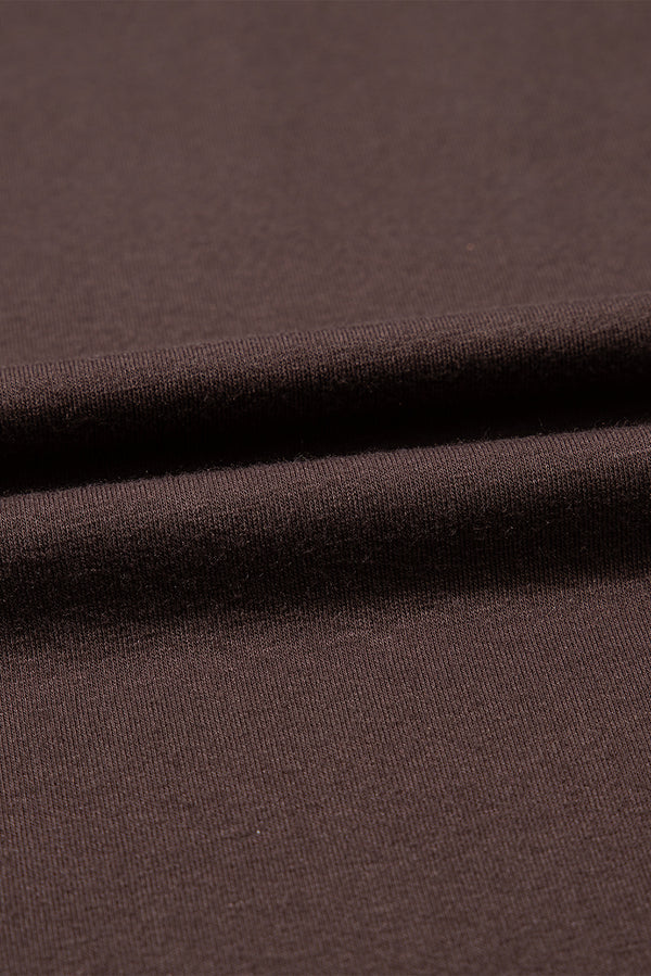 Dark Brown Contrast Lace Raglan Sleeve Pleated Detail Shift Dress