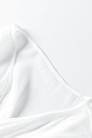 White Half Sleeve Ruffled High Low Kimono