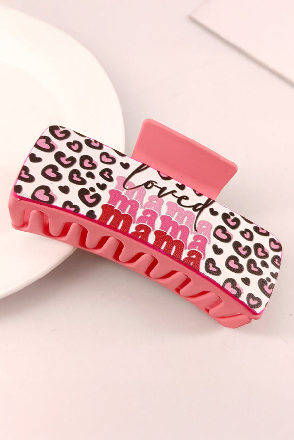 Sachet Pink Loved Mama Heart Print Large Hair Claw Clip