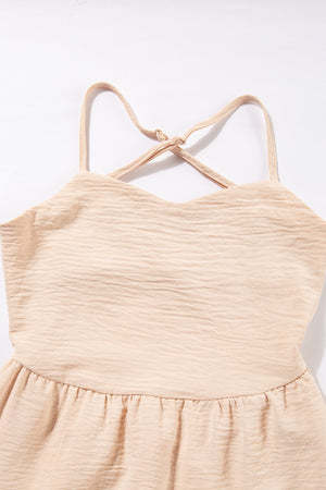 Oatmeal Crossover Backless Bodice Tiered Maxi Dress