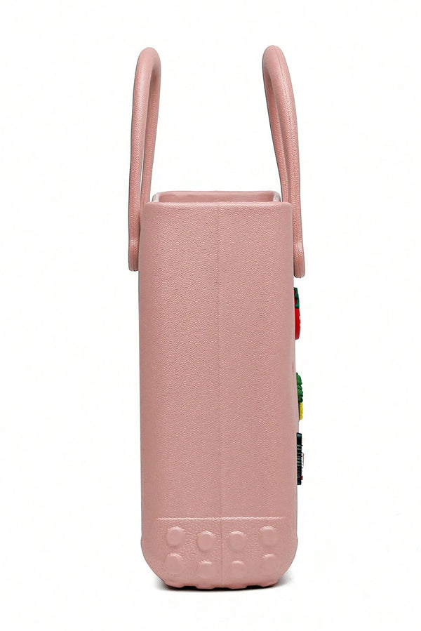 Apricot Pink Waterproof EVA Random Decorations Hollow Tote Bag