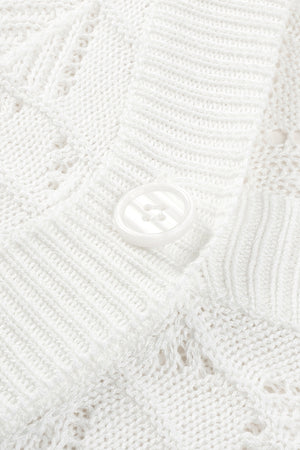 White Lightweight Buttoned Front Crochet Cardigan