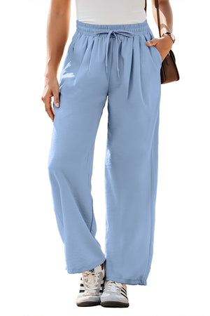 Myosotis Drawstring Elastic Waistband Pleated Loose Pants