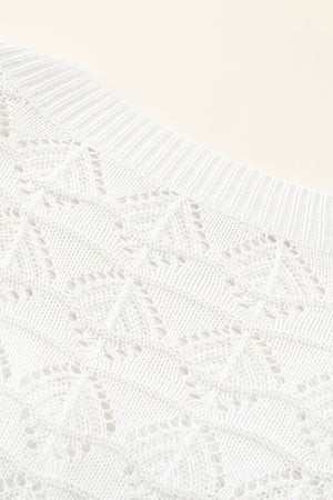 White Lightweight Buttoned Front Crochet Cardigan