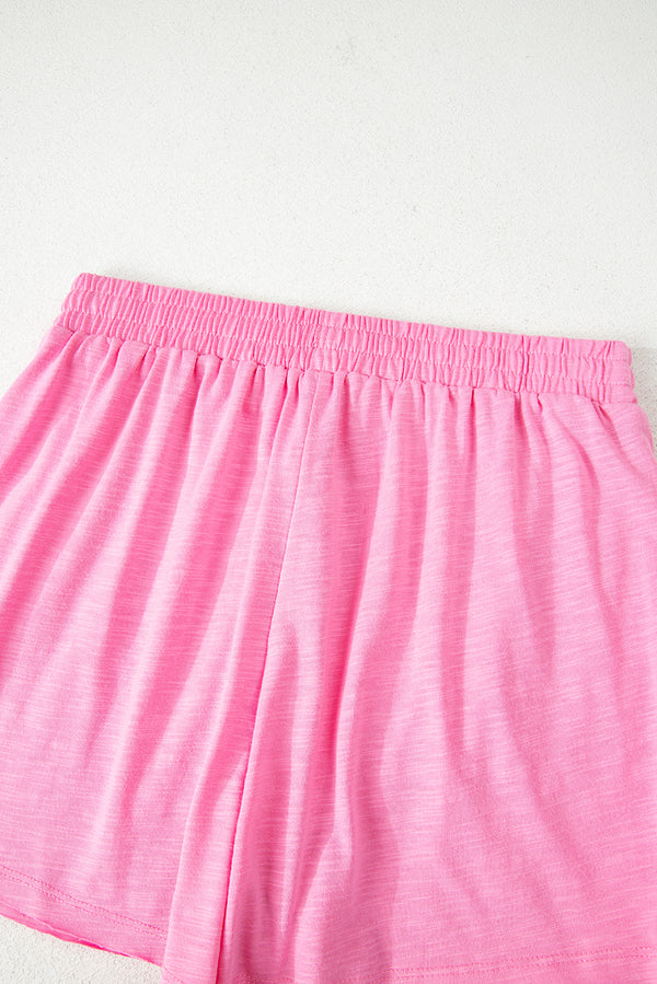 Sachet Pink Loose Fit Half Sleeve T Shirt and High Waist Skirt Set