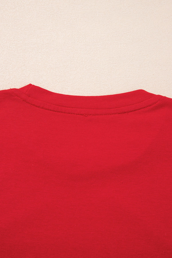 Red Merry Christmas Graphic Crewneck T Shirt