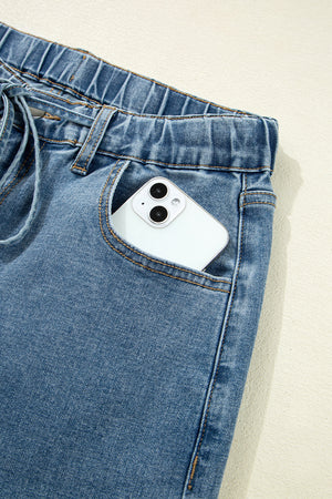 Dusk Blue Medium Wash Super Wide Leg Denim Pants