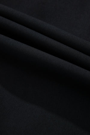Black Collar Tab Sleeve Zip Up Flap Detail Jacket