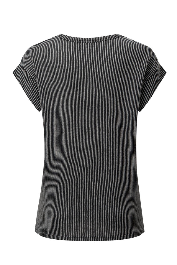Carbon Grey Twisted Rib Wide Sleeve Crew Neck T Shirt