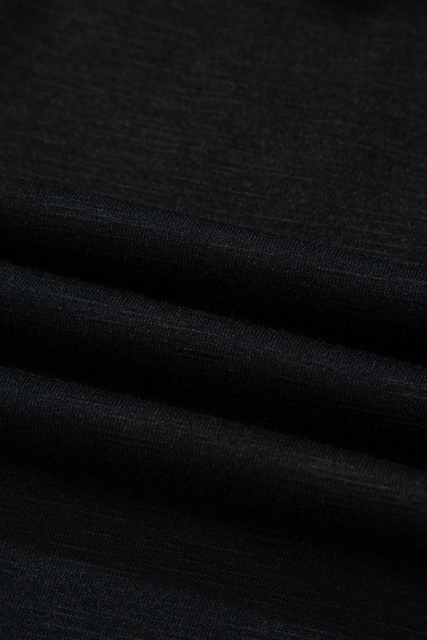 Black Colorful Shirred Yoke Notched V Neck Tank Top