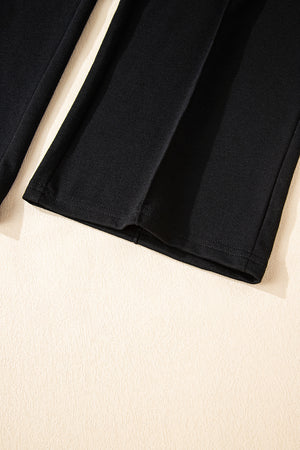 Black Double Zipper Hooded Jacket and Sweatpants Active Set