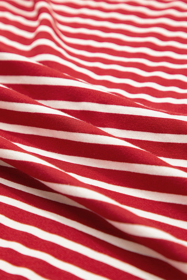 Red Stripe Chest Pocket Patch Round Neck Tank Top