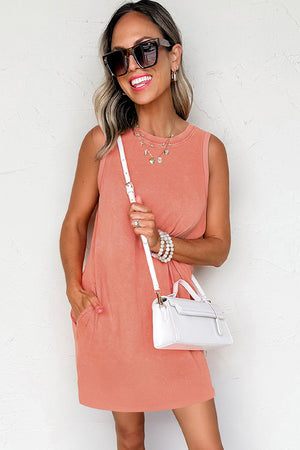 Flamingo Mineral Wash Tank Mini Dress with Pockets