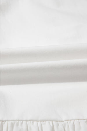 White Bow Knot Decor Square Neck Puff Sleeve Peplum Top