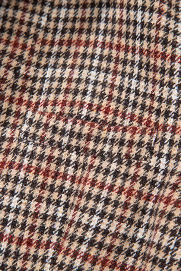 Brown Houndstooth Lapel Collar Blazer