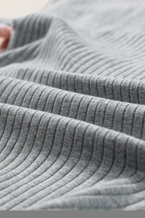 Gray Ribbed Color Block Patchwork T-shirt