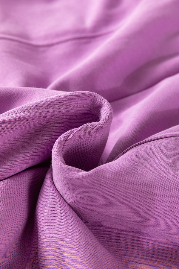 Lilac Drawstring Elastic Waistband Solid Color Jogger Pants