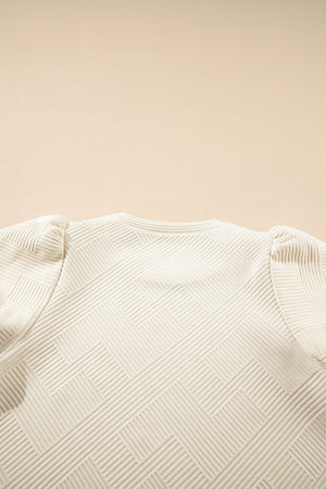Oatmeal Textured Puff Sleeve T-shirt