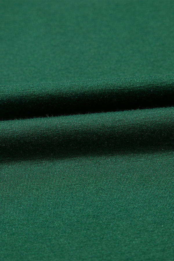 Blackish Green Contrast Lace Raglan Sleeve Pleated Detail Shift Dress