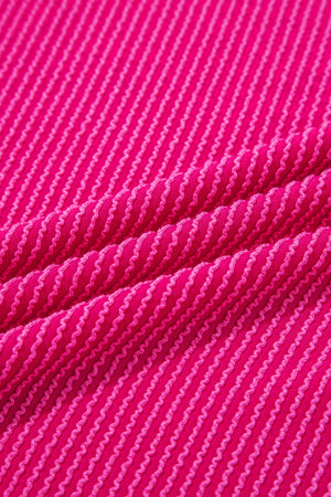 Strawberry Pink Twisted Rib Uneven Hem Drop Shoulder Loose Knit Top