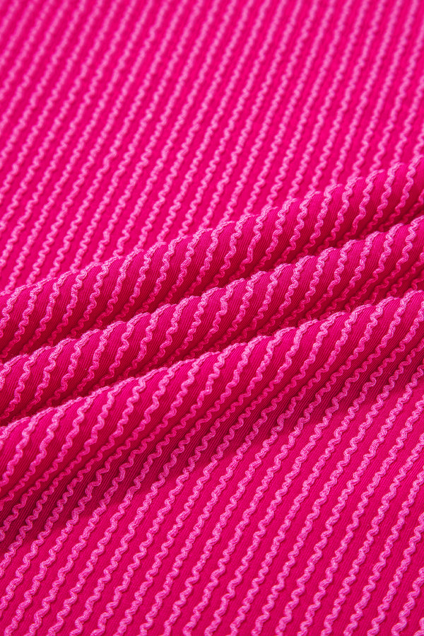 Strawberry Pink Twisted Rib Uneven Hem Drop Shoulder Loose Knit Top
