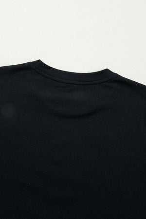 Black Rhinestone Christmas Tree Round Neck Graphic Tee