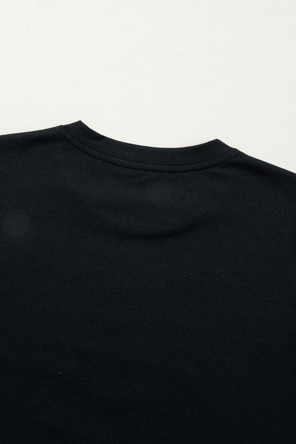 Black Rhinestone Christmas Tree Round Neck Graphic Tee