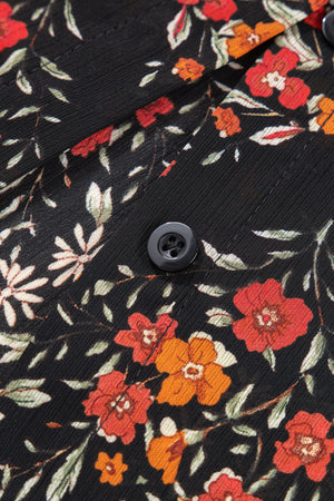 Black Strawberry Aesthetic Floral Puff Sleeve Shirt