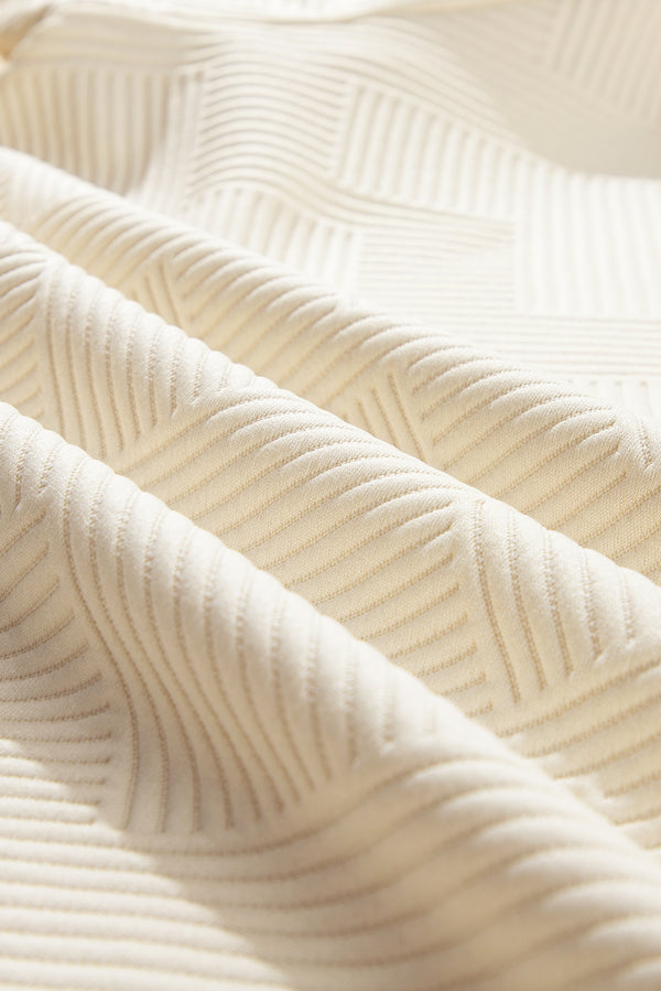 Oatmeal Textured Puff Sleeve T-shirt