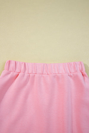 Pink Half Zip Sporty Pullover Mini Skirt 2pcs Outfit