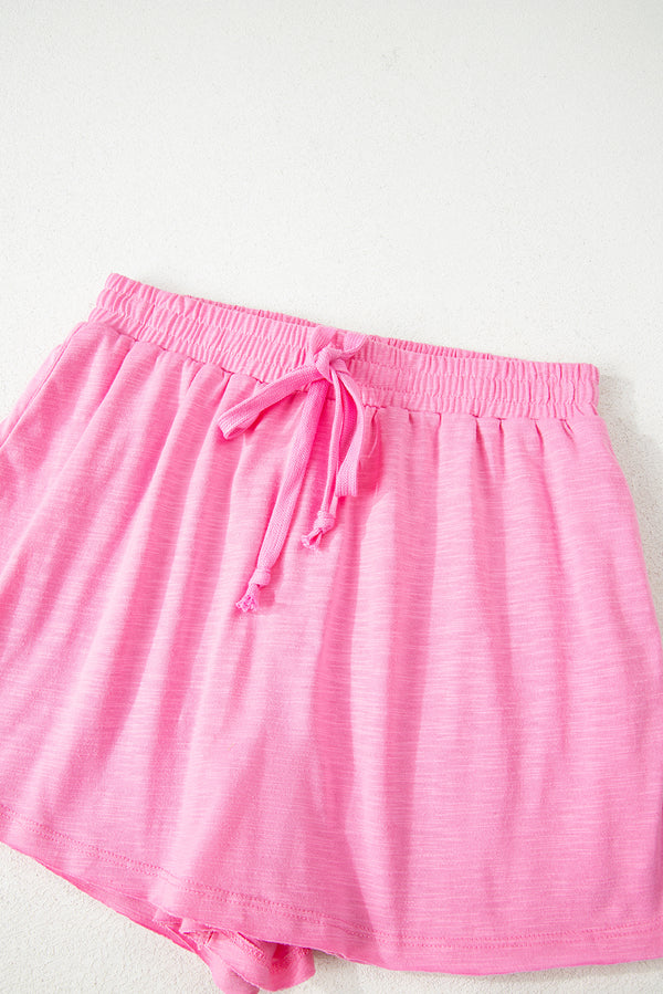 Sachet Pink Loose Fit Half Sleeve T Shirt and High Waist Skirt Set