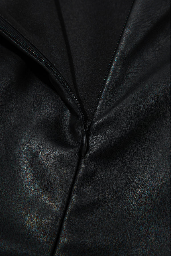 Black Vegan Leather Sleeveless Mini Dress