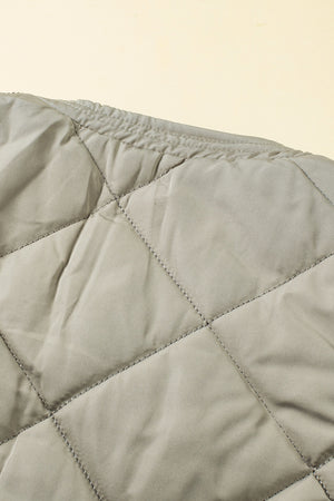 Grass Green Quilted Long Vest Jacket with Pockets