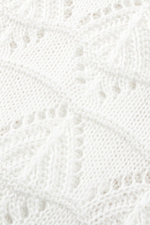 White Lightweight Buttoned Front Crochet Cardigan