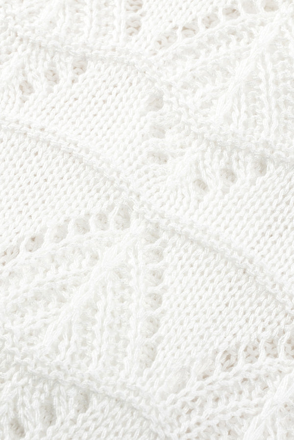 White Lightweight Buttoned Front Crochet Cardigan