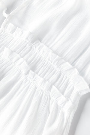 White Half Sleeve Ruffled High Low Kimono