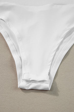 White Zip up Mock Neck Ribbed Sleeveless Bodysuit