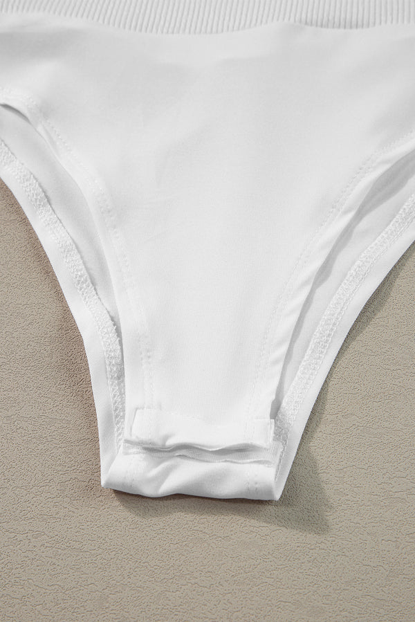 White Zip up Mock Neck Ribbed Sleeveless Bodysuit