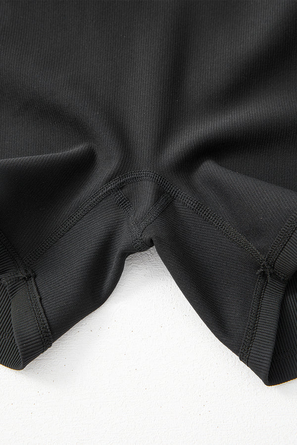 Black Back Cross Waistband Yoga Shorts