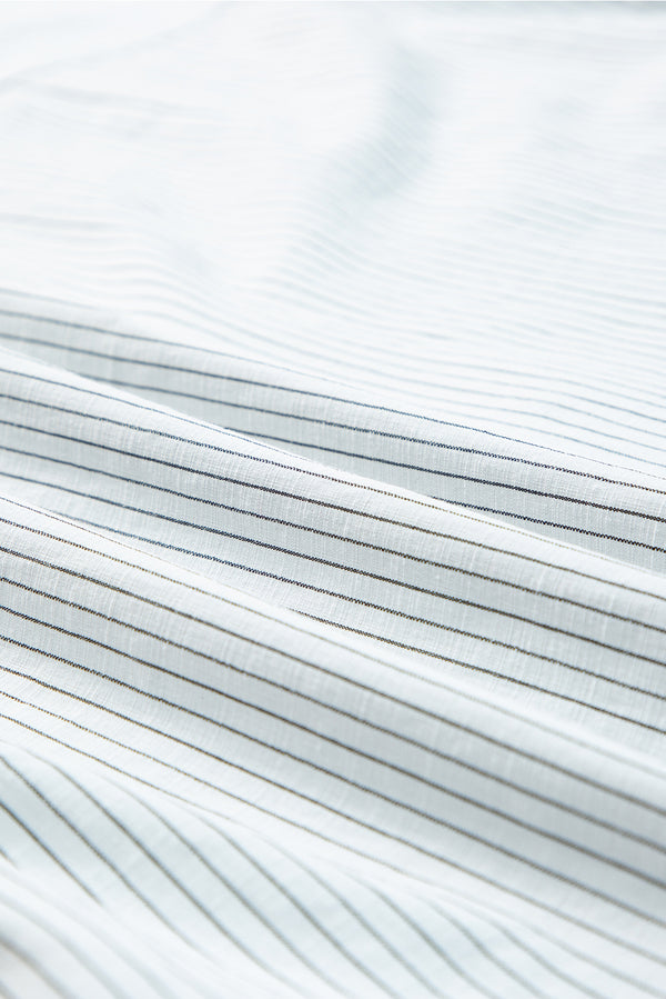 DEAR-LOVER Stripe Roll-tab Sleeve Pocketed Long Shirt