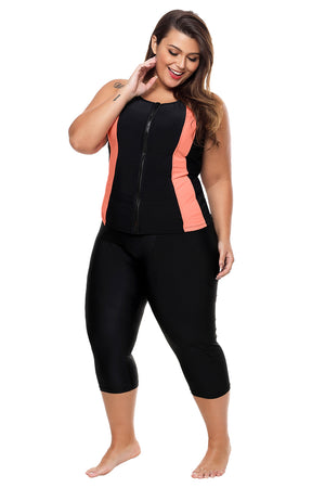 Contrast Orange Accent Black Zipped Women Wetsuit