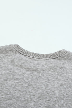 Gray Plain Crew Neck Pullover Sweatshirt