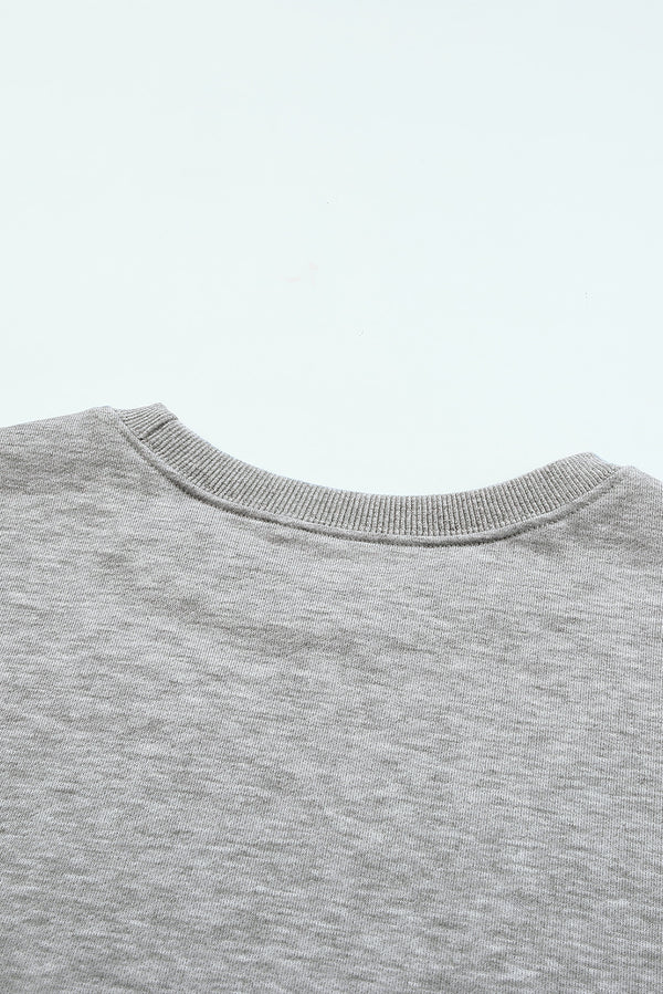 Gray Plain Crew Neck Pullover Sweatshirt