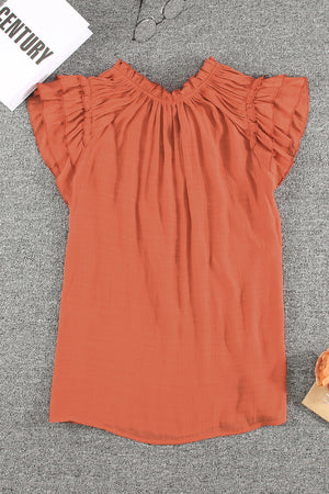Tiered Ruffled Drawstring V Neck Top